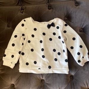 Soft sweater with block polka dots & black bow